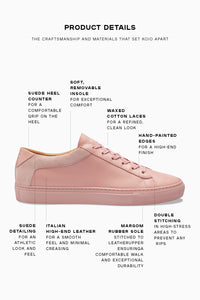 Women's Low Top Leather Sneaker in Pink | Capri Fiore | KOIO